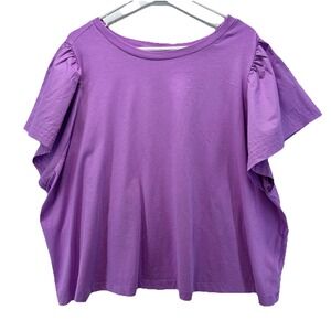 Old Navy Top Womens 3X Ruffle Short Sleeve‎ Lightweight Pink Crew Neck Boho